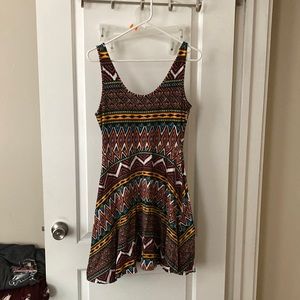 Print fit and flare dress